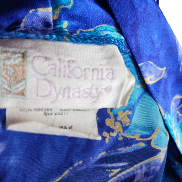 VINTAGE CALIFORNIA DINASTY WOMEN FLORAL BLUE ROBE - Picture 4 of 5